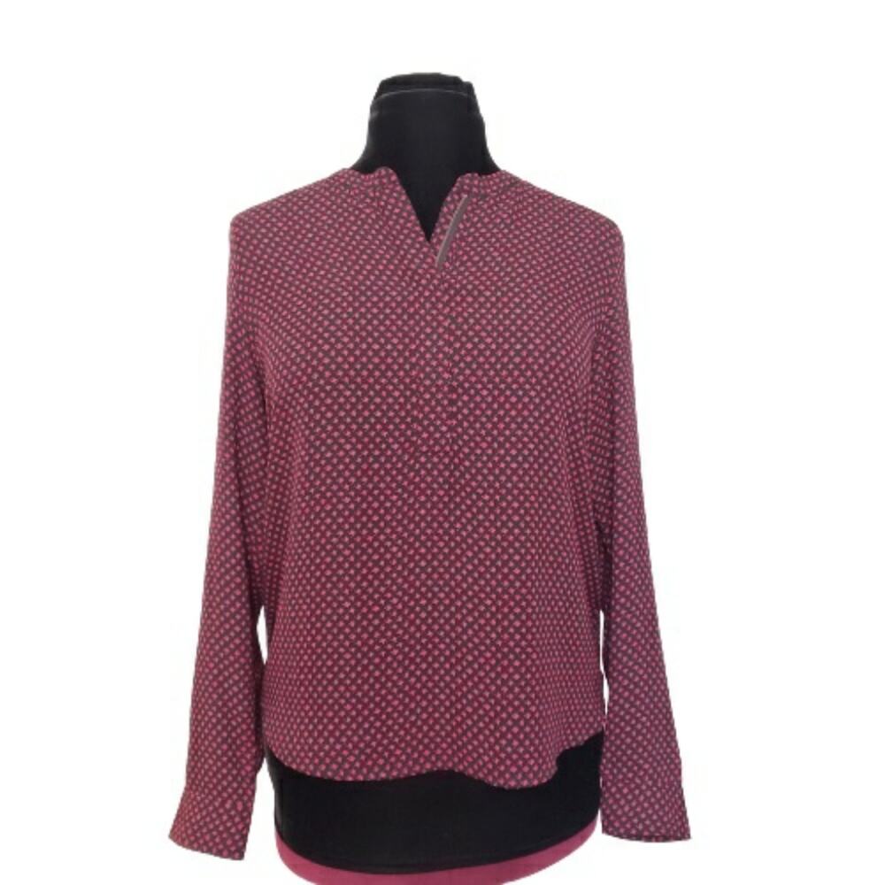 Halogen Black &‎ Pink Long Sleeve 1/4 Zip Front Top Small